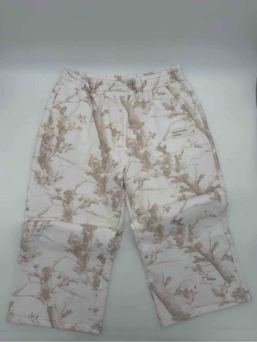 Comfrt 2XL White Beige Camo Sweatpants Wide Leg Cozy Fleece